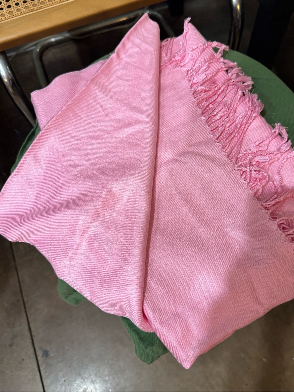 Pink Fringed Shawl